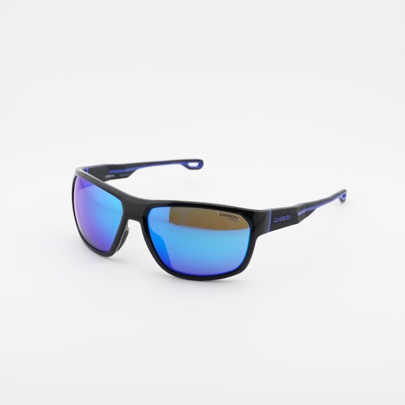 CARRERA 4018/S 0D51 Z0 Sunglasses Black Rectangle Frame, Blue Mirror Lenses - Picture 8 of 10
